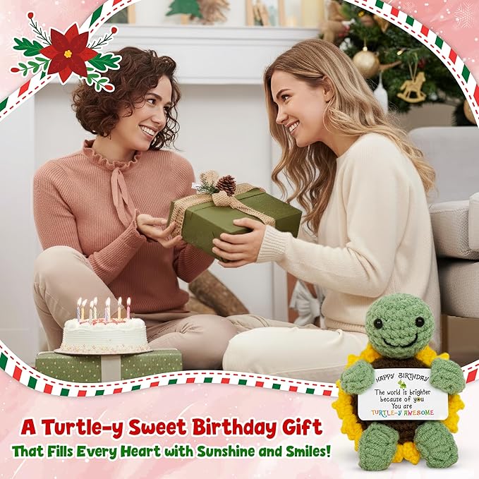 OASSIE Birthday Gifts for Women - Turtle Positive Crochet Animals, Emotional Support Crochet - Turtle Gifts for Women Birthday Unique, Emotional Support Crochets