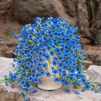 Artificial Hanging Flowers for Outdoors Faux Plants Spring Summer Decoration, 2 Pack Silk Colorful Daisy Realistic Fake Outdoor Flowers UV Resistant Porch Patio Window Yard Decor(Blue)