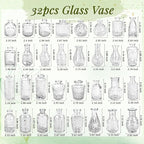 Der Rose Glass Bud Vases Set of 32 Small Clear Flower Vases for Rustic Wedding Centerpieces Table Decorations and Home Office Decor(Clear)