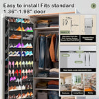 10-Tier Over the Door Shoe Organizer, 20 Pockets Holds 20-30 Pairs, Heavy-Duty Oxford Fabric with Hexagon Mesh for Boots & Sneakers-Black