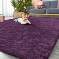 OLANLY 8x10 Machine Washable Large Area Rugs for Living Room, Bedroom, Soft Fluffy Shaggy Bedside Rug, Indoor Floor Carpet for Kids Girls and Boys, Dorms, Home Decor Aesthetic, Dark Purple