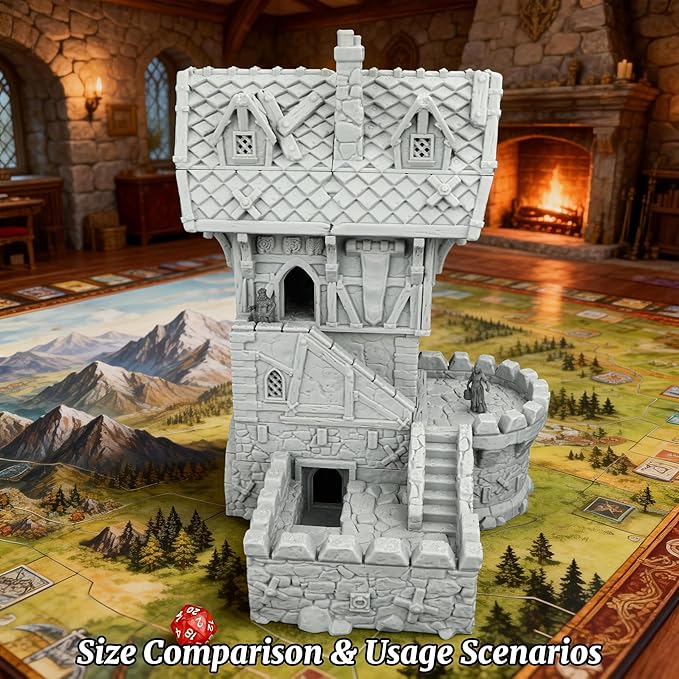 RPG Terrain Medieval Village Cottage – Unpainted 25mm Scale 3D Printed Scenery for Dungeons and Dragons, Trench Crusade Tabletop Map Props – Medieval Village A (AF1124A)