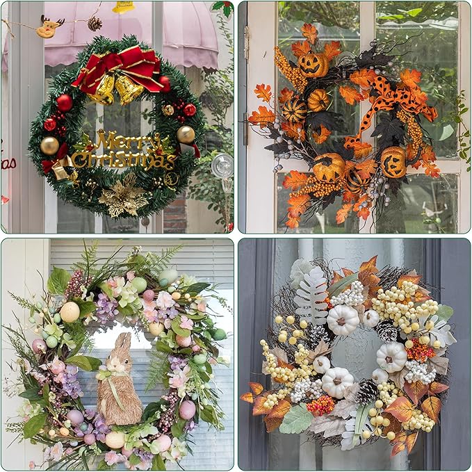 Antimbee 2 Pack Suction Wreath Hangers for Front Door, Heavy Duty Large Suction Cup Hooks Hanging Easter Garland, Reusable Wreath Door Hanger for Outdoor Window Shower, Hold Up to 18 Lbs