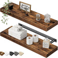 QEEIG Floating Shelves for Wall 23.6" Long - Wall Mounted Shelf Bathroom Kitchen Living Room Bedroom Farmhouse Home Decor Display Bookshelf Set of 2, Rustic Brown (008-60BN)