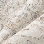 Beige Runner Rug 2'6"x12' Washable Vintage Carpet Hallway Kitchen Soft Retro Low Pile Thin Indoor Bedroom Non Slip Oriental Medallion Long Throw Rug for Bathroom Laundry Dining Room