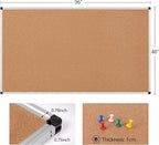Extra Large Cork Bulletin Board 96" X 48", Silver Aluminum Framed 8'x4' Corkboard for Wall, Wall Mounted Notice Pin Board with 18 Push Pins for School, Home & Office