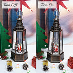13.5'' Christmas Santa Snow Globe, Retro Lighthouse Style Musical Lighted Water Lantern, Decoration with Swirling Glitter, USB Powered and Battery Operated, Xmas Home Décor Gift