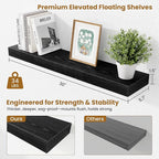 Fun Memories Floating Shelves 30 Inch, Wall Mounted Wood Shelf Set of 2, Farmhouse Decor for Bathroom, Bedroom, Kitchen, Living Room, Black