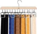 Belt Hanger for Closet, 14 Hooks Sturdy Wood Rack - Rotating Organizer for Belts, Scarf, Ties & Accessories
