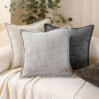 HPUK Fall Chenille Soft Throw Pillow Covers 18x18 Set of 2, Accent Cushion Covers for Living Room, Bedroom, Decorative Solid Color Pillow Covers for Couch, Sofa, Chair, Chocolate