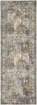 Keen Home Design 2x12 Rug - Machine Washable Runner Rug with Non-Slip Backing, Ideal for Hallway, Entryway, Kitchen, Laundry Room - Vintage, Easy Clean, Durable, Low Pile - (2'6" x 12')