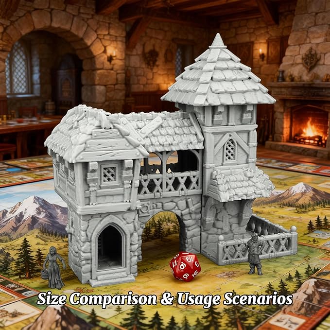 Tudor Style Village Home Tabletop Scenery – 25mm Scale High-Detail Unpainted Terrain for DND Bundle, Dungeons and Dragons RPG Accessory – Medieval Village C AF1124C
