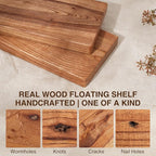 18 Inch Floating Shelves, Solid Wood Wall Shelves, 8 Inch Deep Floating Shelf – for Bathroom, Bedroom, Living Room, Kitchen, Home Decor & Storage, Heavy-Duty Wooden Shelf Wall-Mounted, Set of 2