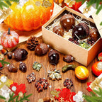 Soaoo 30 Pcs Acorn Hanging Ornaments for Winter Tree Maple Leaves Plastic Hanging Pendant Small Winter Decorations for Home Table Fireplace Party Decor(Glossy Style)