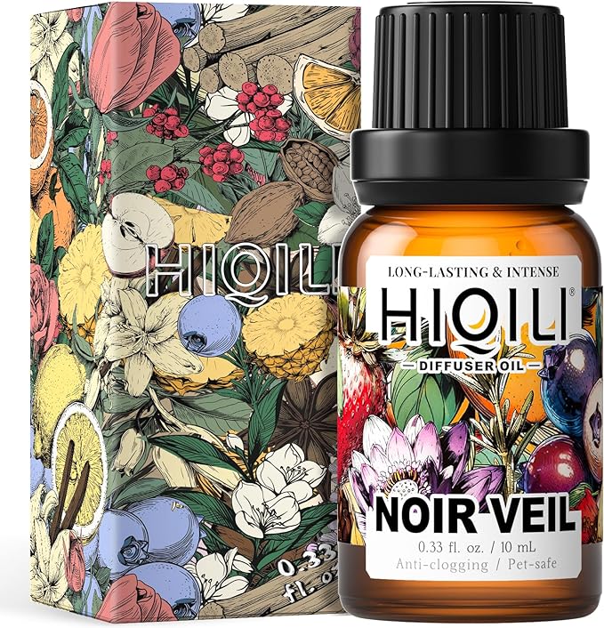 HIQILI Noir Veil Diffuser Oil, Mysterious Woody Scent for Reed and Electric Diffusers, Long-Lasting Home Air Freshener - 0.34 Fl Oz