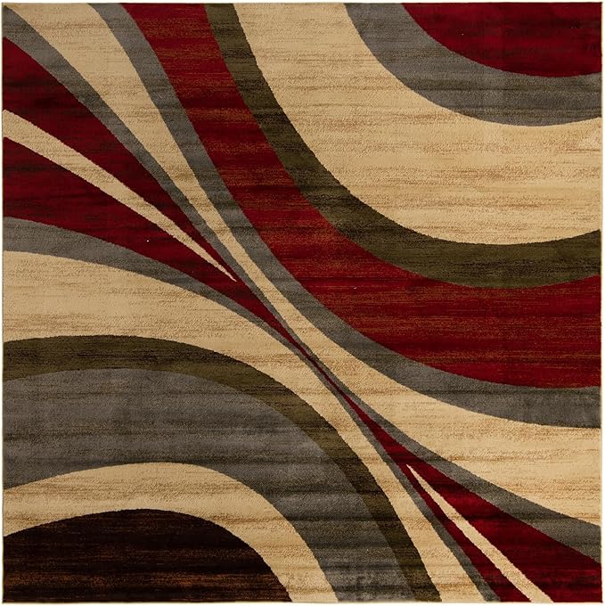 Unique Loom Barista Collection Area Rug - Ngada (10' Square, Beige/Red)