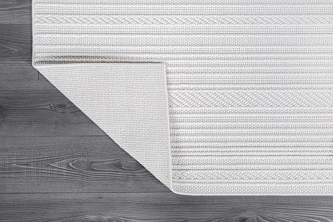 Micro Loop Indoor Rug White 10x14 Boho Geometric Neutral Area Rugs for Living Room Soft Luxury Modern Low and High Pile Durable Stain Resistant Non-Shedding Indoor Area Carpet 10 x 14