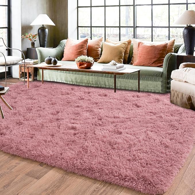 Rugs for Bedroom 4x6, Soft Shaggy Modern Shag Area Rug for Living Room, Upgrade Non-Slip Plush Fluffy Carpet for Kids Boys Girls Room Home Decor Aesthetic, Blush
