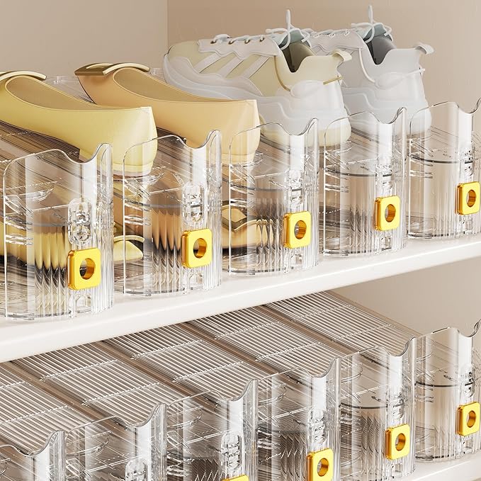 Shoe Slots Organizer for Closet, Shoe Stacker Organizer Double Layer Stack Shoe Rack, Shoe Display Shelf 50% Space Saver Storage Holder for Closet, 36 PACK