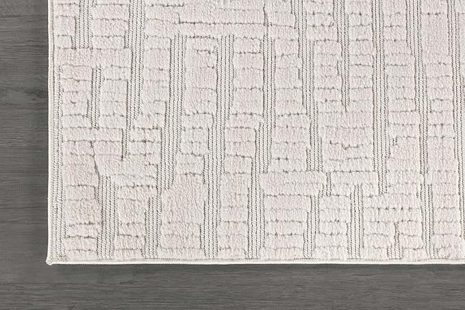 Modern Micro Loop Indoor Runner Rugs for Living Room Bedroom Kitchen Geometric Pebble White 2x7 Luxury Durable Low and High Pile Non-Shedding Stain Resistant Soft Area Carpet 2 x 7