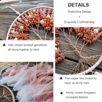 Dream Catchers, Pink Dream Catcher Tree of Life Wall Decor, with Natural Healing Crystal Stone, Perfect Rose Agate Handmade Dreamlike Dream Catcher for Girls Bedroom Decor Art Craft Gift