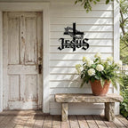 Jesus Wall Art Cross Wall Decor with Crown of Thorns - Metal Christian Wall Art "The Way The Truth The Life" Sign, Black Iron Religious Wall Art & Christian Wall Decor for Home Living Room Church