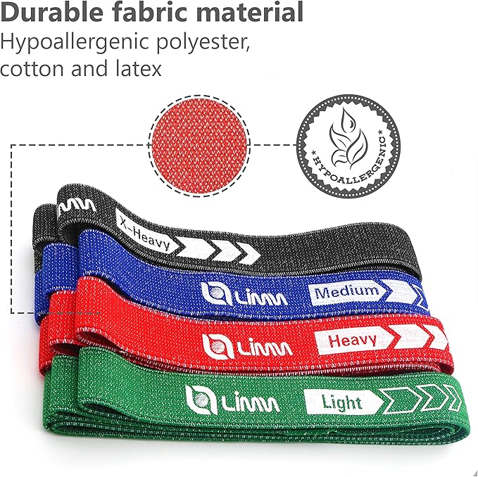 Fittest Pro by Limm Resistance Bands for Legs and Butt, Fabric Exercise Loop Bands Yoga, Pilates, Rehab, Fitness and Home Workout, Strength Bands for Booty