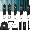 Retrospec Train Resistance Bands Set for Working Out - 5 Stackable Bands, Handles & Door Anchor - Portable Fitness Equipment for Physical Therapy & Yoga Includes Carry Bag