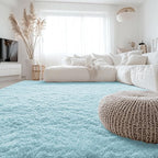 OLANLY 6x9 Machine Washable Large Area Rugs for Living Room, Bedroom, Soft Fluffy Shaggy Bedside Rug, Indoor Floor Carpet for Kids Girls and Boys, Dorms, Nursery, Home Decor Aesthetic, Light Blue