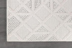 Modern Micro Loop Indoor Area Rugs for Living Room Bedroom Kitchen Geometric Square White 5x7 Luxury Durable Low and High Pile Non-Shedding Stain Resistant Soft Area Carpet 5 x 7