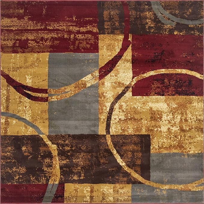 Unique Loom Barista Collection Area Rug - Kouillou (9' 10" Square, Multi/Brown)