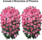 Faux Geraniums Artificial Flowers for Outdoors Spring Porch Outside Decor, 2PCS Hotpink Silk Geraniums Vines Fake Hanging Plants UV Resistant Look Real for Outdoor Planters Patio Garden Balcony Home