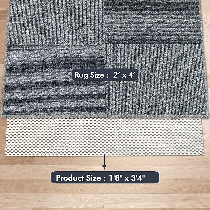 Non Slip Area Rug Pads Non Skid Rug Gripper 2x4 Feet Extra Thick Pad Anti-Slip Carpet Rug Mats for Hardwood Surface Floors, Keep Rugs Safe and in Place (2 x 4 Ft)