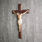 BC Catholic Crucifix Wall Cross, 12" H Jesus Christ Cross Home Decor, Religious Devout Gift, Wood Carve Looking, Hand Painted by Buildclassic