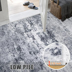 2'x6' Runner Rug Washable Rug: Modern Abstract Soft Thin Runner Rug Grey
