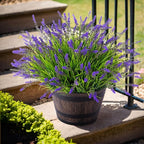 Artificial Faux Plants Flowers for Outdoor Decorations, Fake Monkey Grass for Outside Porch Patio, No Fade Realistic Greenery Plant, UV Resistant Artificial Shrubs for Courtyard Window Garden