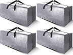 Cosy Family 4 Pack Heavy Duty Extra Large Moving Bags with Backpack Straps - Strong Handles & Zippers, Storage Totes For Space Saving, Fold Flat, Alternative to Moving Box (X-Large-Set of 4, Silver)