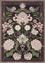 GarveeHome Plum Pink Floral Botanical Washable 8x10 Area Rug for Living Room Soft Black Purple Vintage Boho Cottage Large Rugs Low Pile Carpet for Bedroom Dining Nursery Rug