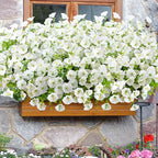 Waipfaru Artificial Flowers for Outdoors, 24 Bundles Faux Plants Outdoor, UV Resistant Artificial Plants, Silk Petunias Fake Flowers for Outside Home Decor Planter Porch Decoration, White