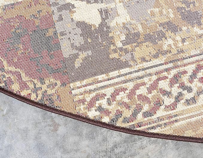Unique Loom Barista Collection Area Rug - Arusha (8' Round, Beige/ Black)