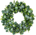 22Inch Eucalyptus Wreath for Front Door, Eucalyptus Wreath with Boxwood Leaves for All Seasons Christmas Spring Summer Year Round Wreaths for Front Door Indoor Outdoor Wedding Holiday