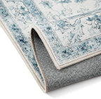 Blue Runner Rug 2x8 Washable Vintage Carpet for Hallway Kitchen Soft Retro Low Pile Thin Indoor Runner Non Slip Oriental Medallion Long Throw Rug for Bathroom Bedroom Laundry Dining Room