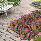 Artificial Fake Outdoor Plants Flowers for Spring Decoration, 12 Bundles UV Resistant Faux Daisy Silk Flower with Eucalyptus Stem for Outside Planters Porch Patio Yard Window Garden (Mix 4 Colors)