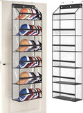AOODA Clear Over The Door Hat Racks for Baseball Caps, Large Holds up to 72 Caps Hat Storage Organizer for Closet Wall, Deep Pockets Hanging Hat Holder with 3 Hooks, Black