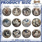Suzile 36 Pcs Christmas Wooden Ornaments Vintage Christmas Decoration White Sculpture Hanging Decor Retro Round Santa Claus Snowman Tree Decoration for Farmhouse Xmas Home Wreaths Winter Party