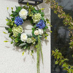 Spring Summer Wreaths for Front Door 24 Inch Summer Wreath with Hydrangea, Rose & Peony Floral Spring Door Wreath with Lush Greenery for Indoor & Outdoor Seasonal Home Decor