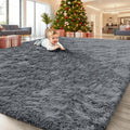 OLANLY 7x12 Machine Washable Large Area Rugs for Living Room, Bedroom, Soft Fluffy Shaggy Bedside Rug, Indoor Floor Carpet for Kids Girls and Boys, Dorms, Nursery, Home Decor Aesthetic, Grey