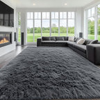 OLANLY 9x10 Machine Washable Large Area Rugs for Living Room, Bedroom, Soft Fluffy Shaggy Bedside Rug, Indoor Floor Carpet for Kids Girls and Boys, Dorms, Nursery, Home Decor Aesthetic, Grey