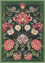 GarveeHome Forest Green Floral Botanical Washable 9x12 Rug for Living Room Soft Vintage Boho Cottage Large Rugs Low-Pile Carpet for Bedroom Dining Nursery Rug