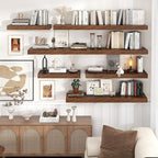 Venusmiles Floating Shelves for Wall, 72 Inch Wide x 12 Inch Deep Floating Shelves, Long Wood Floating Wall Shelf Shelves for Living Room Bathroom Bedroom Kitchen Home - (Brown, 72" W x 12" D x 2" H)
